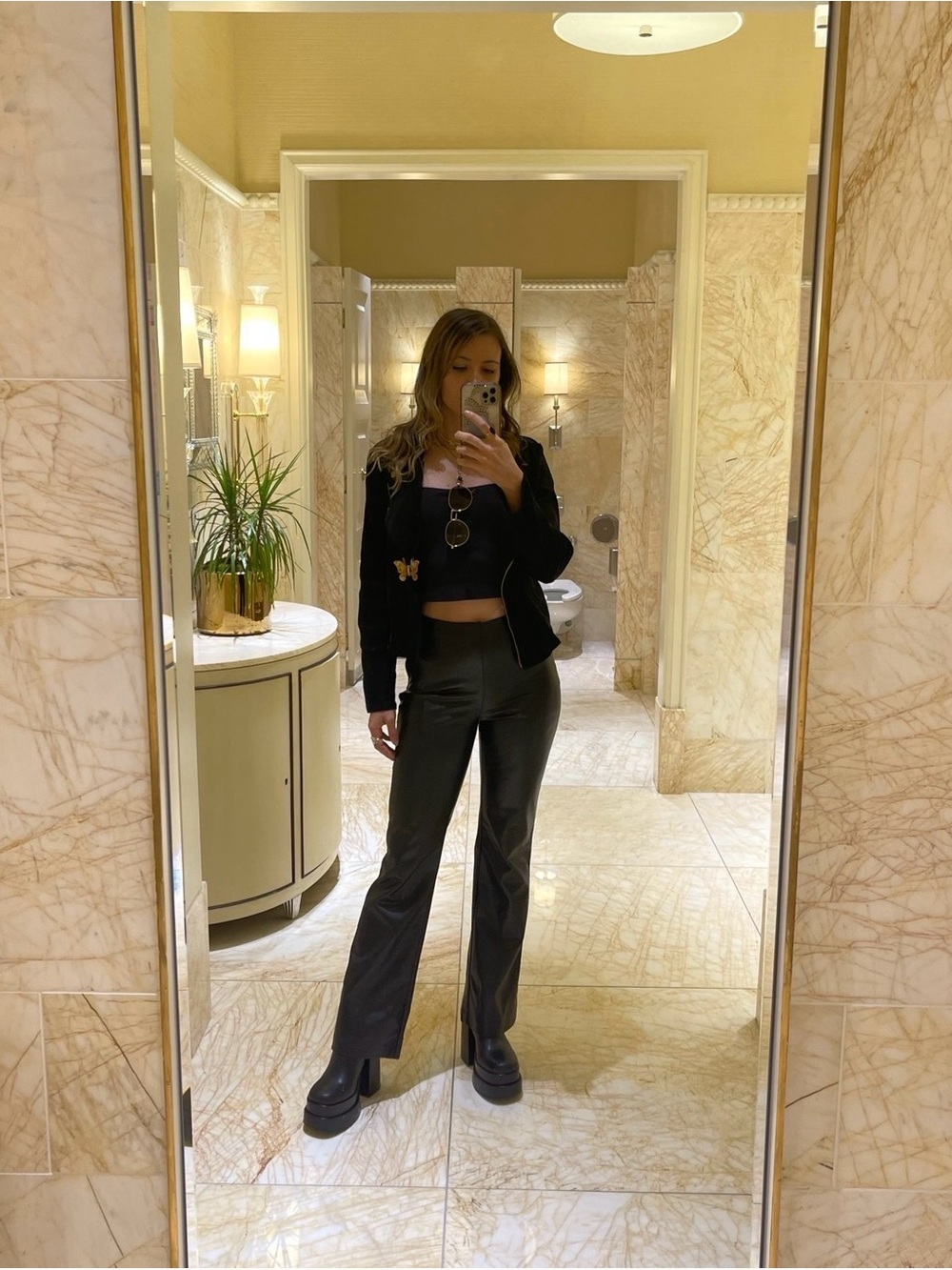 Wilfred Black Faux Leather Boot-Cut Pants